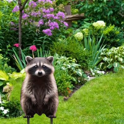 Acryl Gartenstecker Lustige Tier Rasenschilder Waschbär Gorilla Figuren Einfaches Einstecken Gartenstecker für Blumenbeete Landschaft