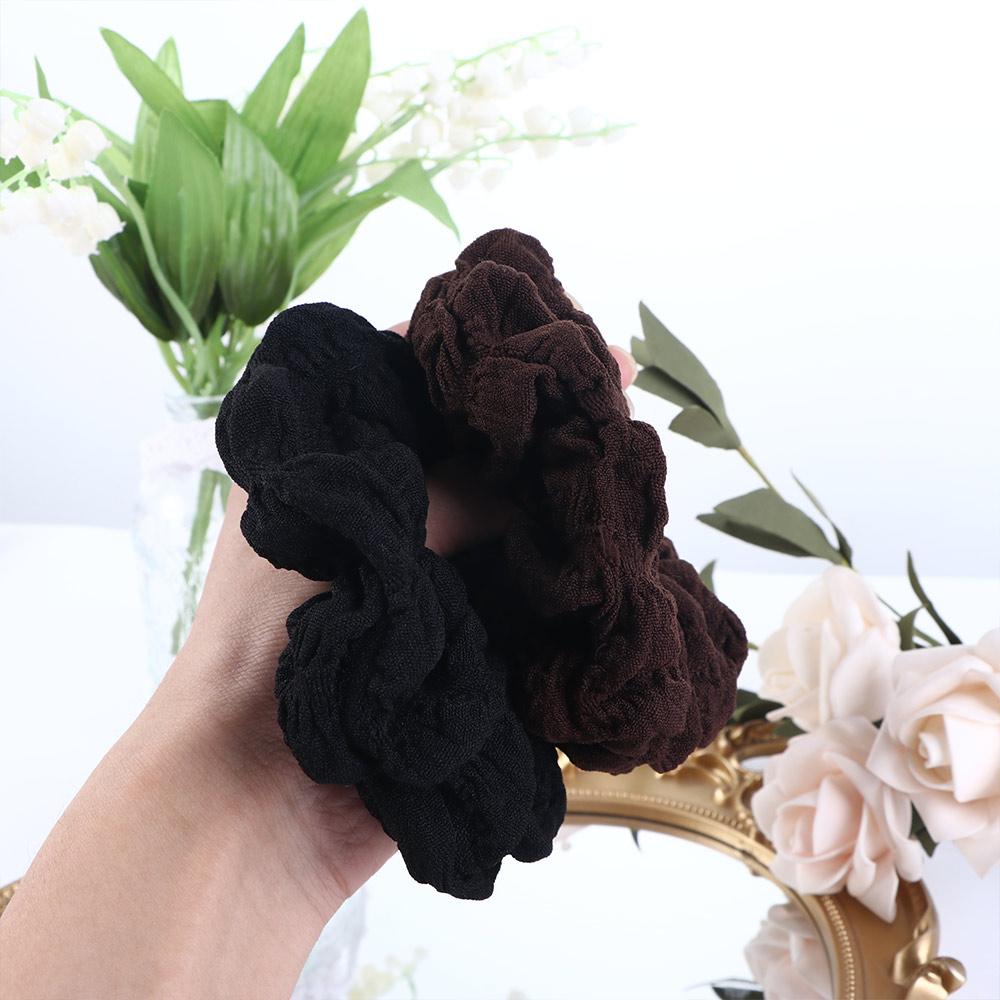 Folds Bubble Black Cloth Hair Rope Female Hair Accessories Korean Style Scrunchies Hair Ring
