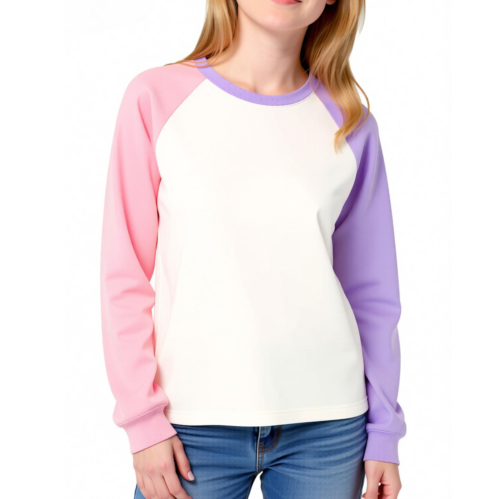 

Children s Casual Round Neck Long Sleeved Shoulder Top 100 фиолетовый