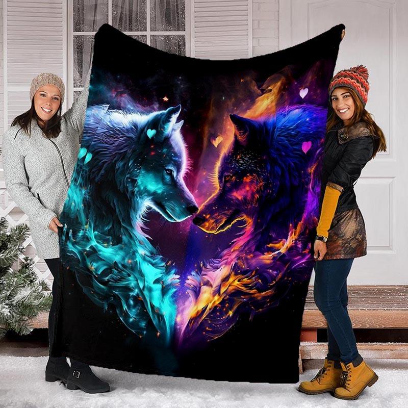 1 st Wolf Print Lichtgewicht Flanellen Deken, Comfortabele en Warme Deken, voor Kamperen Bankbed en Bank Kantoor, Cadeau Dekens in