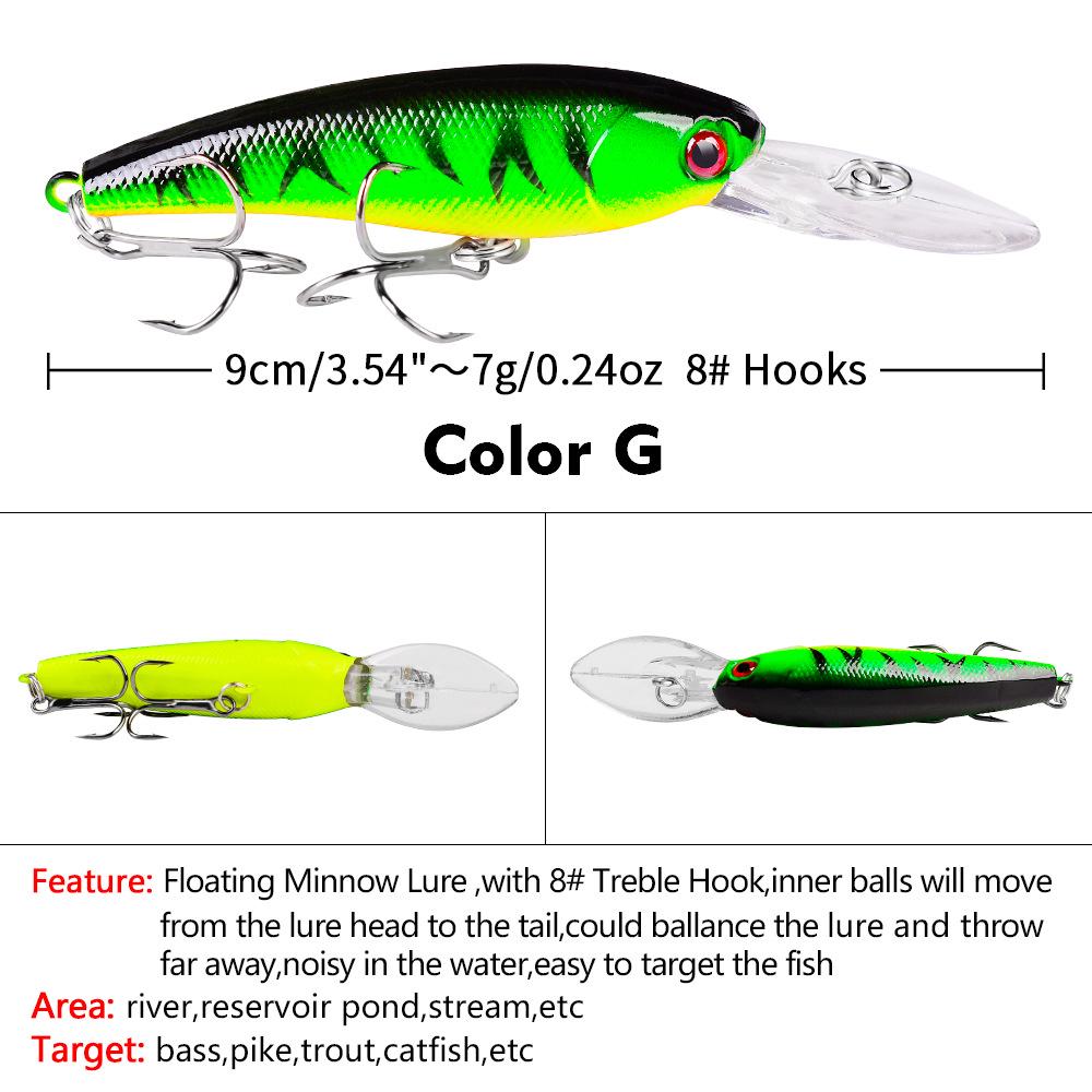 PRO BEROS 9cm/7.28g Minnow Hard Plastic Bionic Fishing Lure - Model DXM006