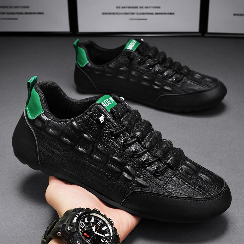 

Весна и осень, хит продаж, мужская повседневная обувь, модные кожаные дышащие белые мужские кроссовки, удобные, нескользящие, легкие 39 чёрный