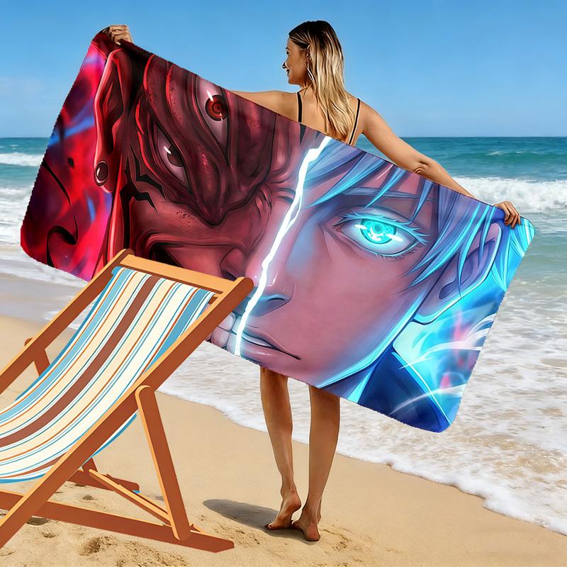 Jujutsu Kaisen Print Beach Towel, Large Soft Quick Dry Towel for Beach Camping Swimming