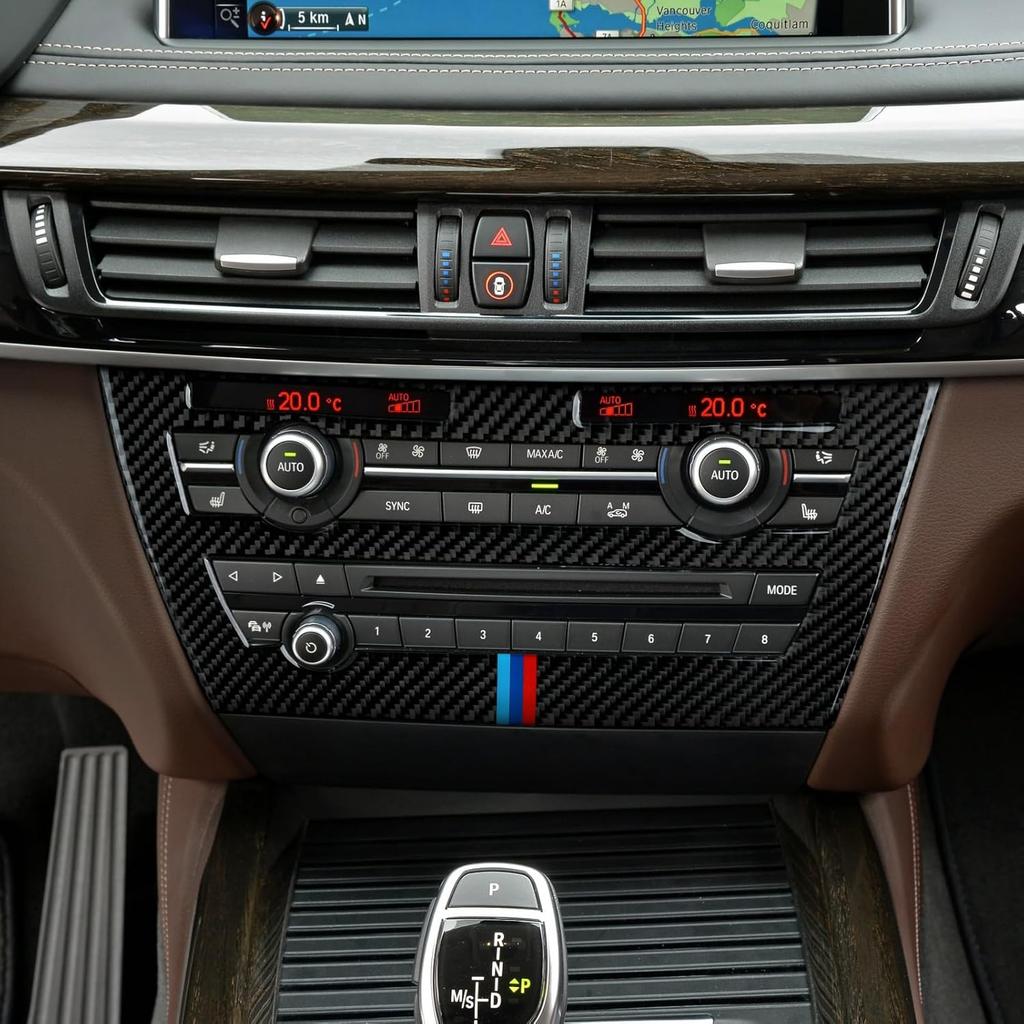 Car CD Panel Trim Center Console Cover Carbon Fiber Sticker Decal fits for BMW X5 F15 X5M F85 X6 F16 X6M F86 2014 2015 2016 2017 2018  Accessories