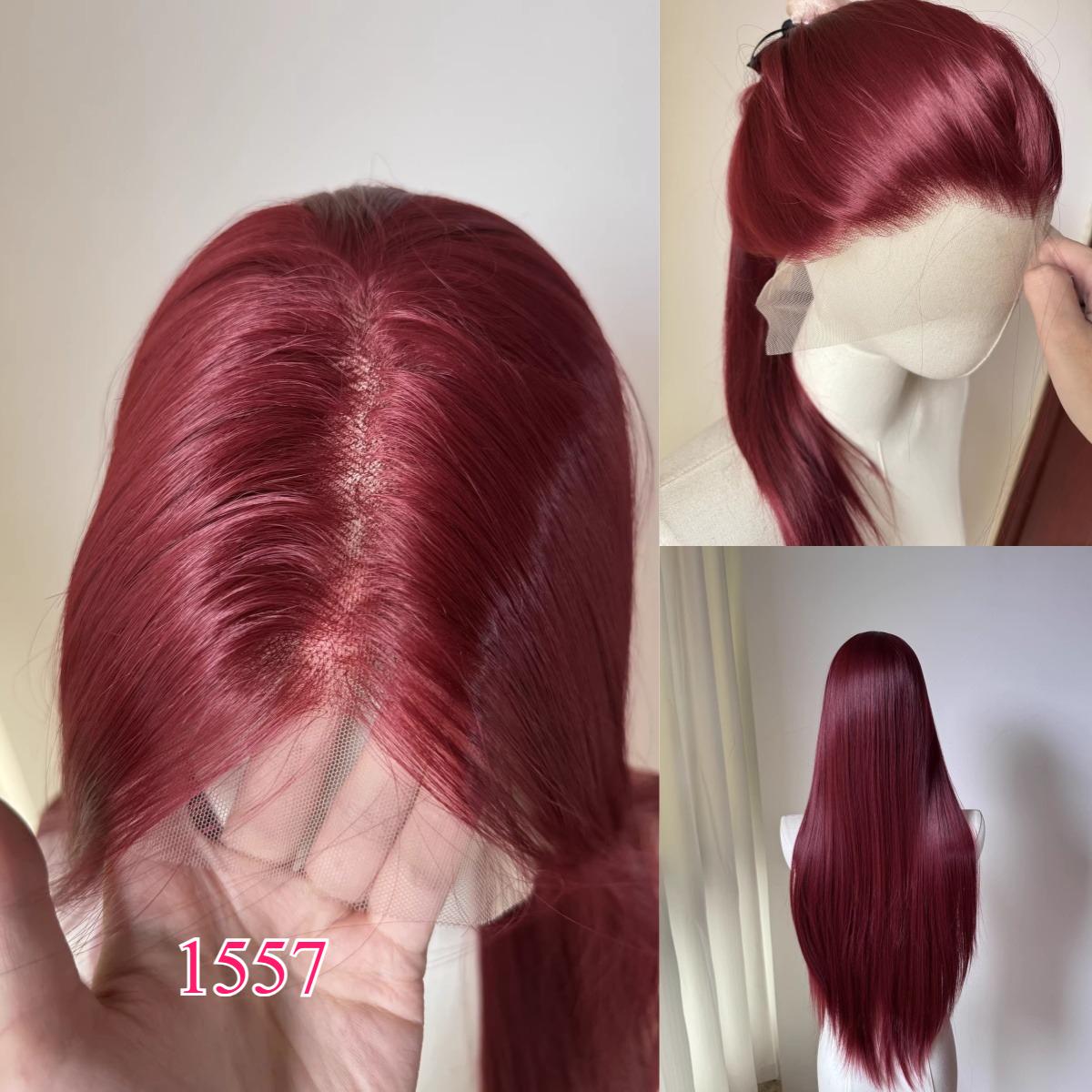 

Lace Front Wig for Women Purple-red Cold Cocktail Red Wigs 13x4 HD Lace Frontal 26inch Straight Hair Ririn Matsuoka Cosplay (red,26inches&150%&1pc)