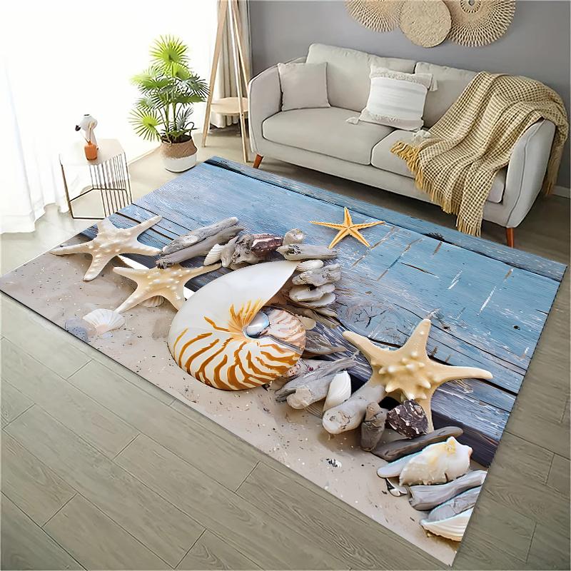 Ocean and Beach 3D Printing Large Area Carpets for Home Living Room  Kids Bedroom Sofa Doormat Kitchen Floor Rugs Anti-slipDecor