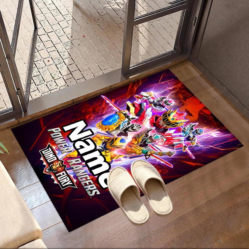 Custom Name Personalized Mighty Morphin Power Rangers Print Carpet, Versatile Home Decor Rug, for Playroom, Apartment, Balcony, Entryway, Hallway Gift