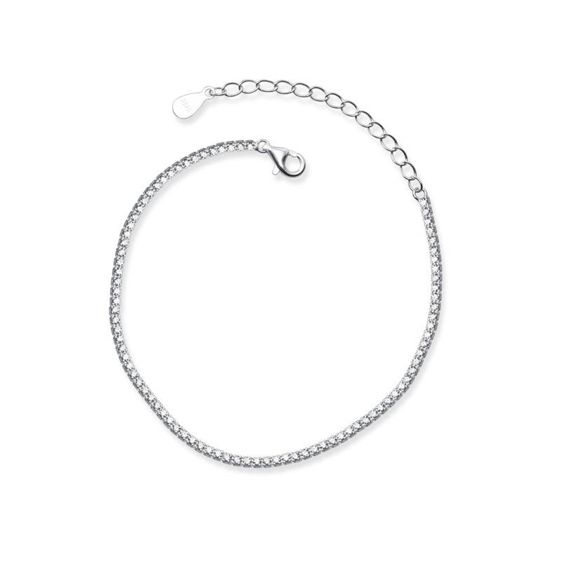 Luxury Real 925 Sterling Silver Fashion Simple Dazzling CZ Chain Bracelets For Women Wedding Fine S925 Jewelry DA1715