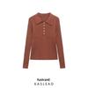 Spring 2025 Women's European-American Style Long Sleeve Knitted Polo Shirt