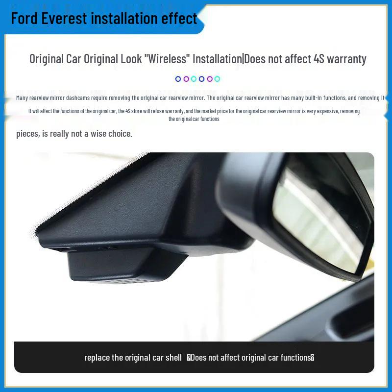 Ford Everest Dedicated WiFi Dashcam: Original Shell Replacement, No Wiring Needed