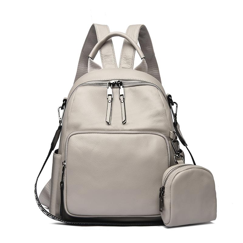 100% Echtes Rindsleder Damen Rucksäcke Große Kapazität Schulrucksack Damen Reise Rucksack für Mädchen Umhängetaschen Geldbörse