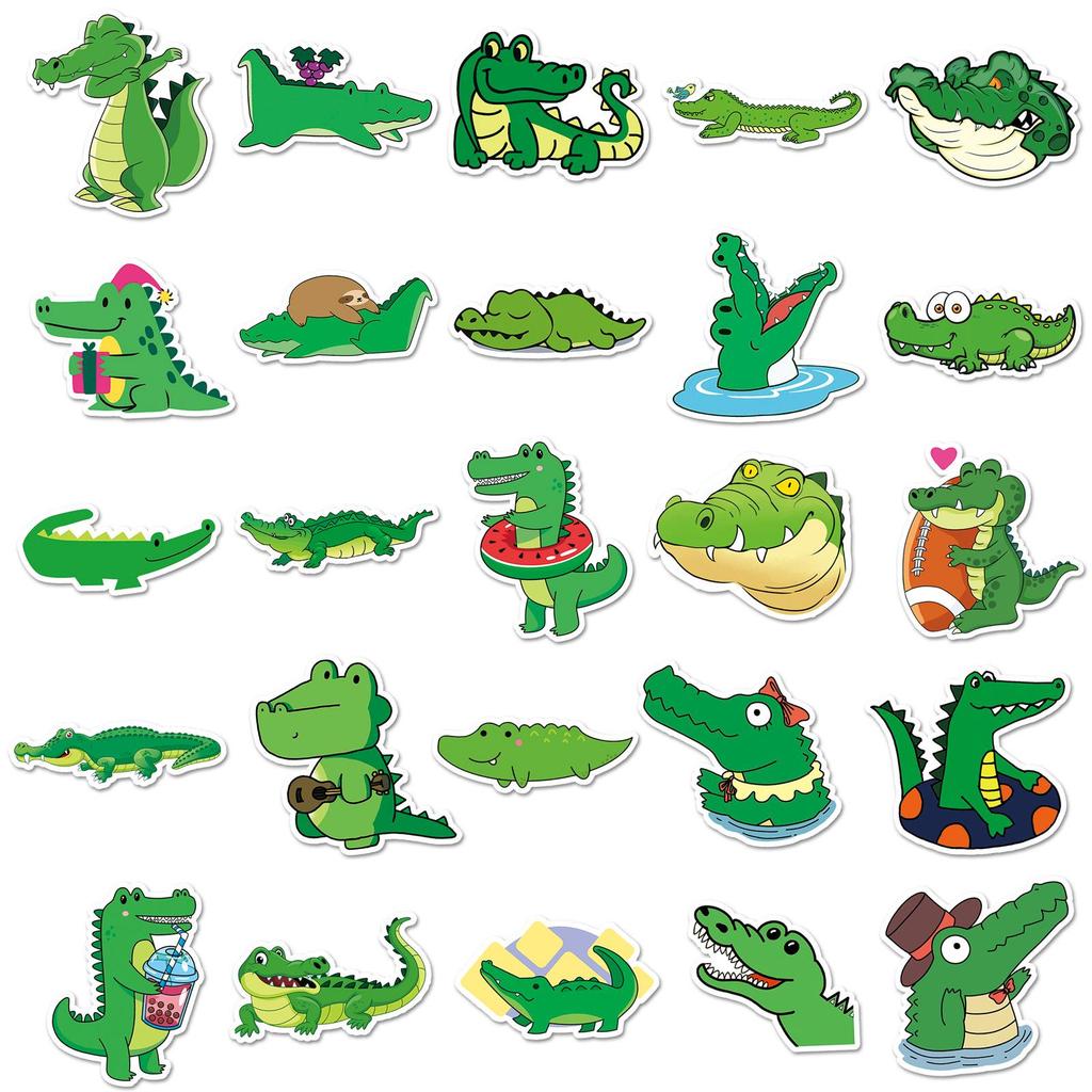 50 Crocodile Graffiti Cartoon Animal Stickers for Kids' DIY Phone Cases & Suitcases - Waterproof