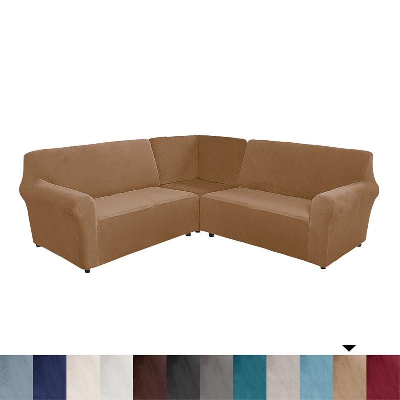 5 Seater Thicken Velvet Sofa Covers Stretch L Shape Sectional Sofa Slipcovers for Living Room Washable Armchair Couch Covers