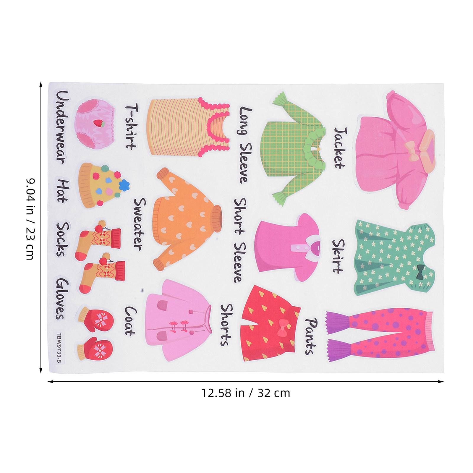 

1Set Clothing Label Stickers for Clothes PVC Safety Sort Decals for Dresser Cabinets Bedroom Nursery Room Organization
