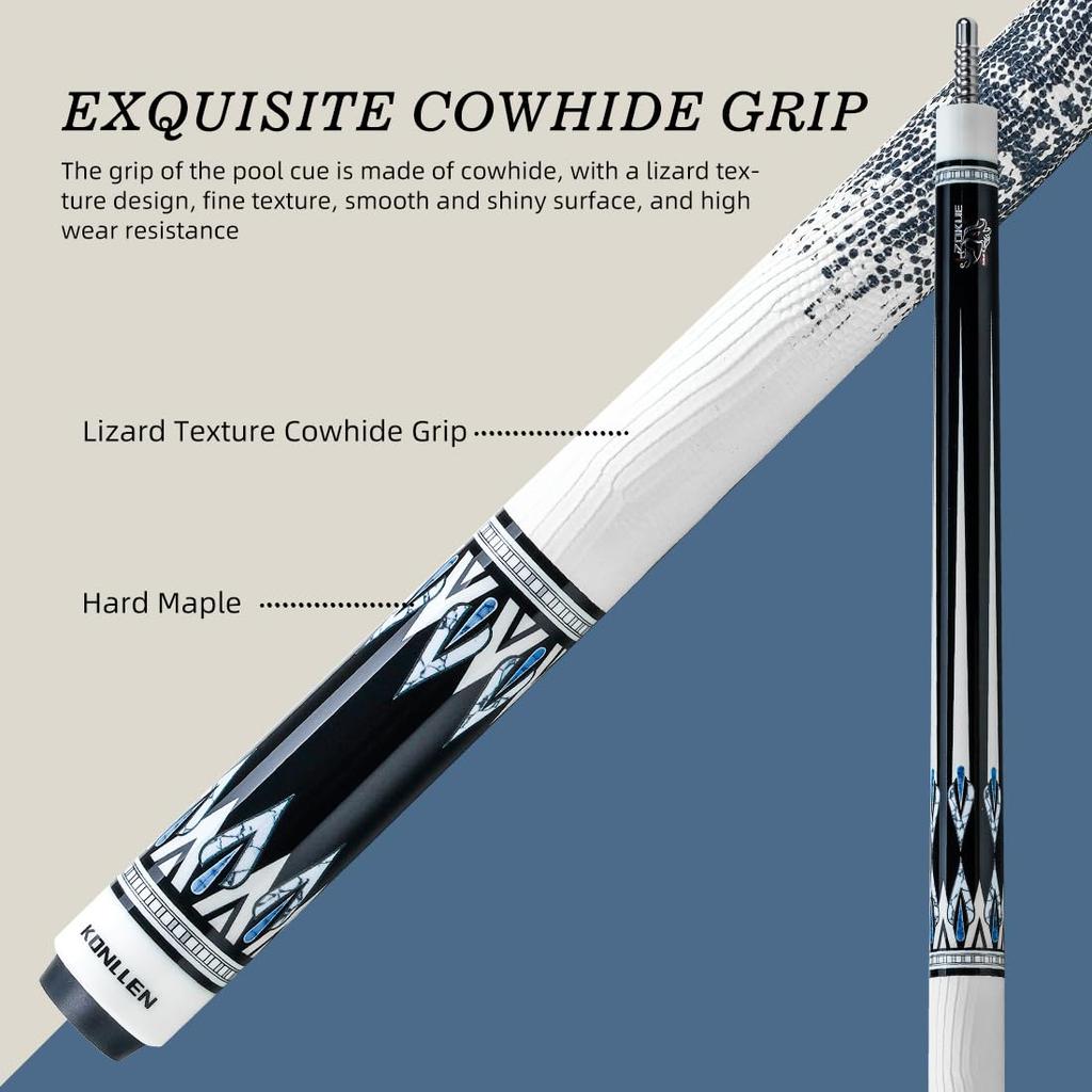 KONLLEN Pool Queue Stick 147cm Billard Queue Stick Queue Kopf XTC Zwinge Verlängerung Queue Tasche 10,5mm, 11,5mm, 12,5mm