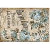 Blue Floral Retro Journal Collage Paper - 10 Sheets