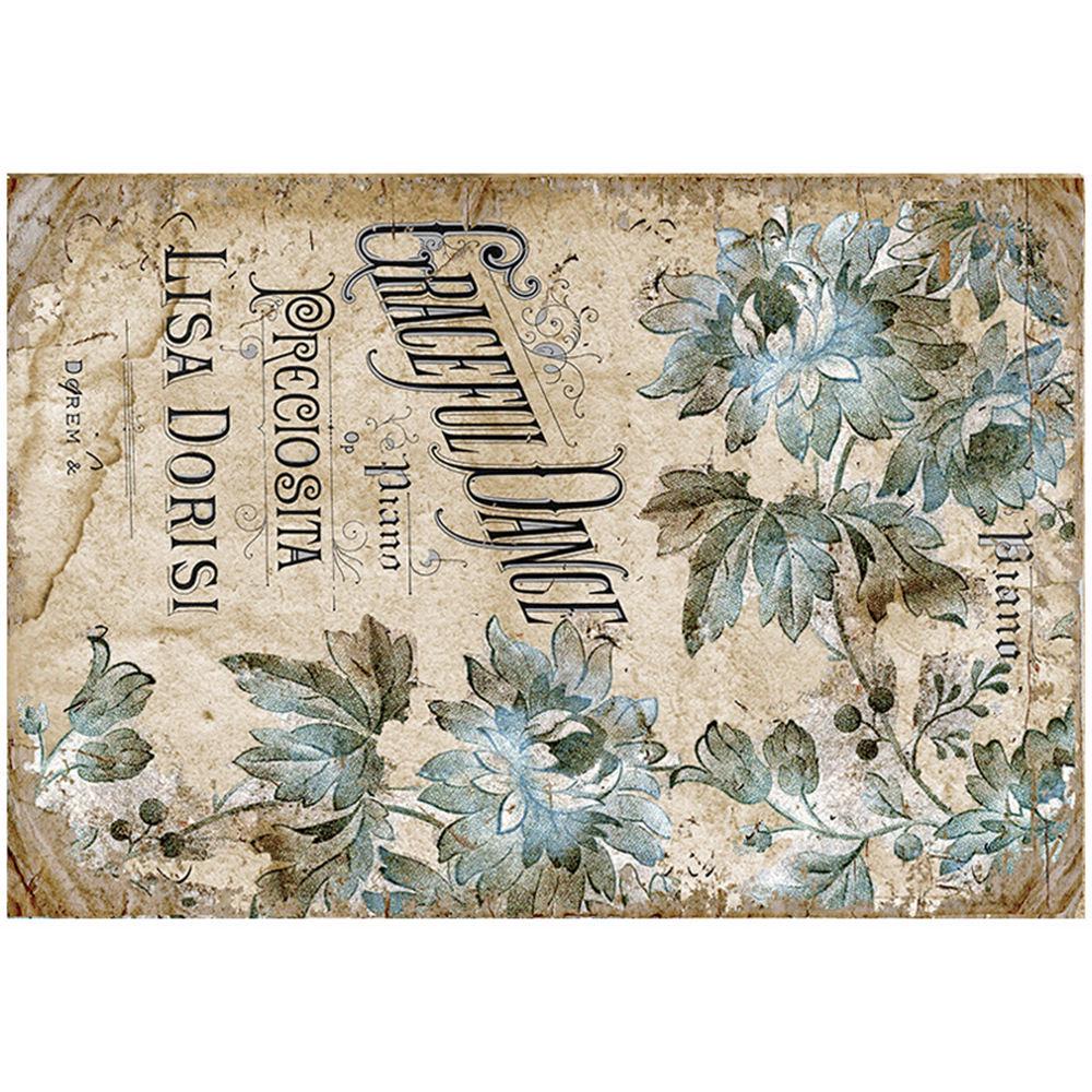 Blue Floral Retro Journal Collage Paper - 10 Sheets