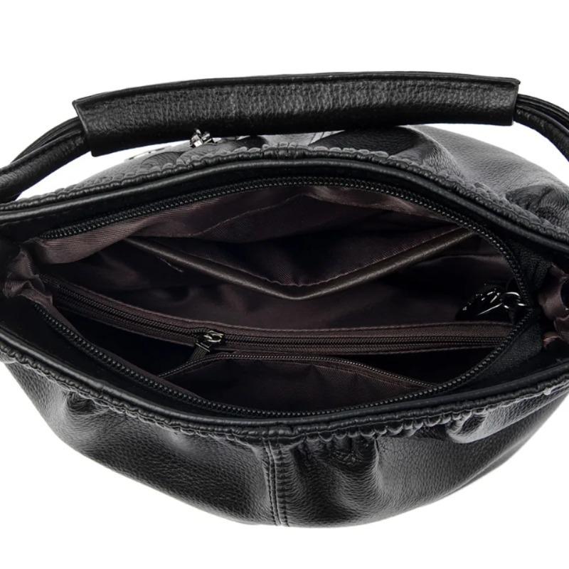 Fashionable Women's Shoulder Bag, Pleated Soft PU Leather Crossbody Bag, Solid Color Handbag, Suitable for Daily Casual Use