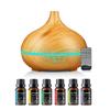 Diffuser For Home 550ml Aromatherapy Essential Oil Diffuser Wood Grain Remote Control Ultrasonic Air Humidifier Cool 7 Color LED