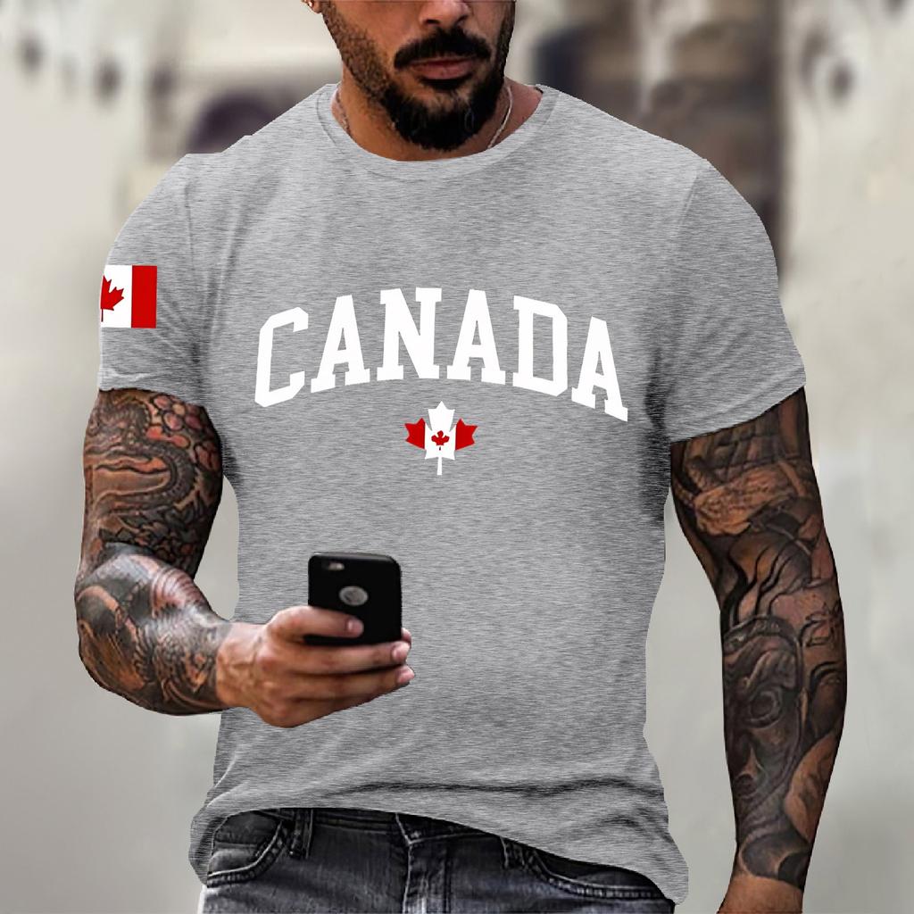Men's Canadian Printed Round-neck Short-sleeved T-shirt
