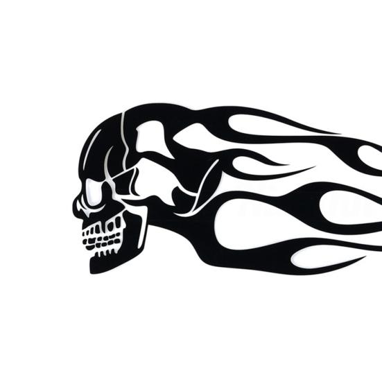 2 Stück praktischer Motorrad-Kompakt-Totenkopf-Aufkleber, langlebiger Motorrad-Flammen-Aufkleber für Fahrrad