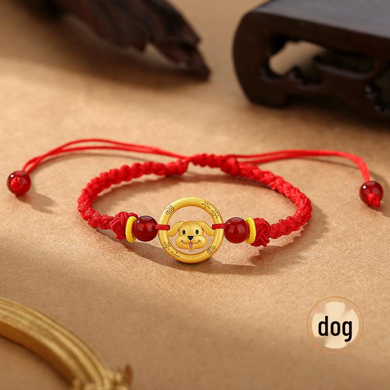 Twelve Zodiac Horse Peace Buckle Bracelet - S925 Silver, Red Rope, Women s National Trend, Year of the Horse