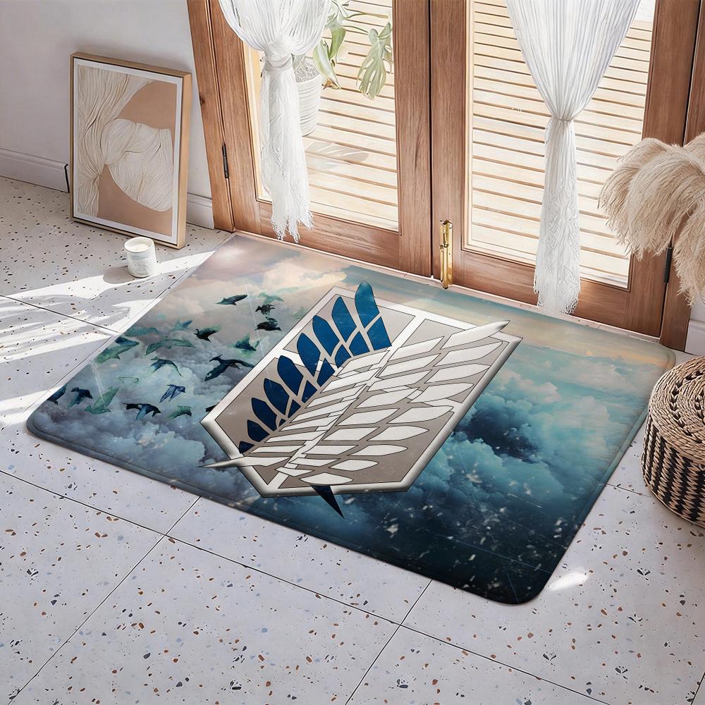 Anime Hot A Attack on Titan Floor Mat Eco Flannel Doormat Non Slip Odorless Indoor Floor Rug Soft Short Plush Home Mat