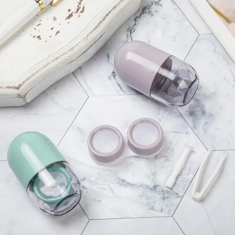 Mini Contact Lenses Case Contact Lens Case Candy Color Compact Contact Lens Box Companion Box Beauty Eye Care Box