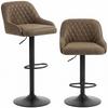 Bar Stools, Set of 2, High Kitchen Stools, Swivel Seat, Adjustable Height, Dark Brown