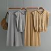 Fashion Set Women's Summer Sleeveless Hooded Striped Knitted Top High Waist Wide Leg Pants Two-piece Set