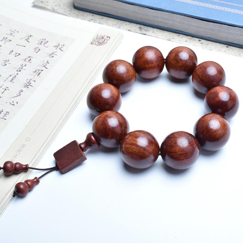 Venus Old Material Small-Leaf Red Sandalwood Prayer Beads Chain - High Oil Density, Unisex, New Chinese Style Decoration Gift