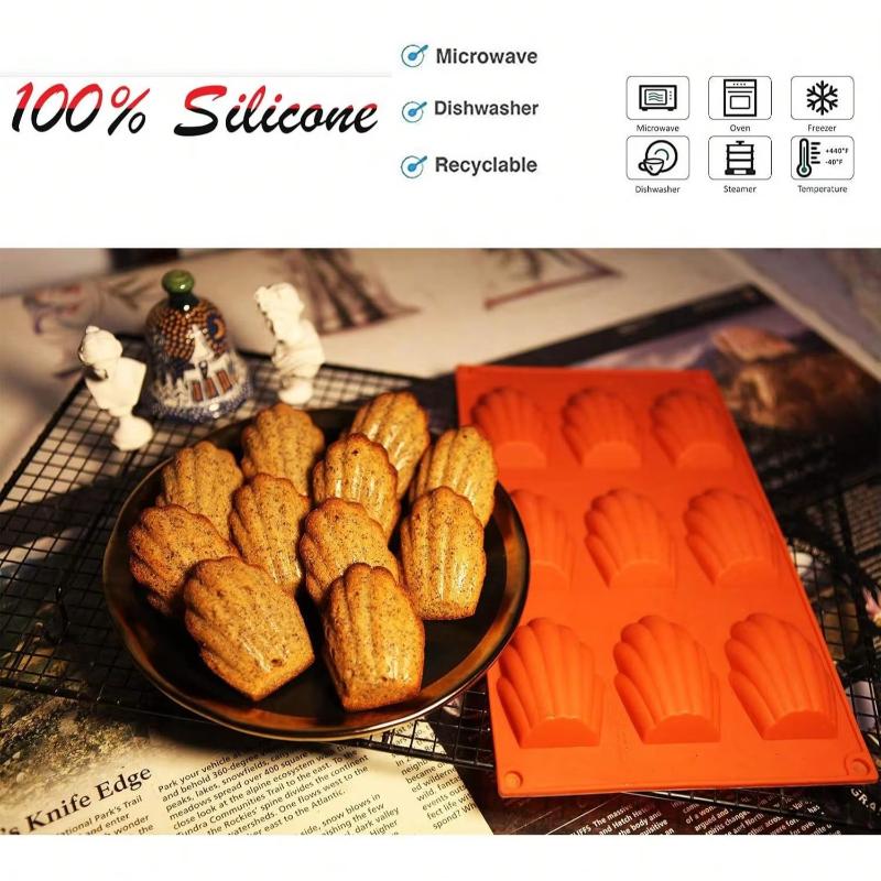 Heat Resistant Silicone Madeline Pan 9 Cavities Nonstick Food Grade Baking Mold for DIY Pastry Cookie