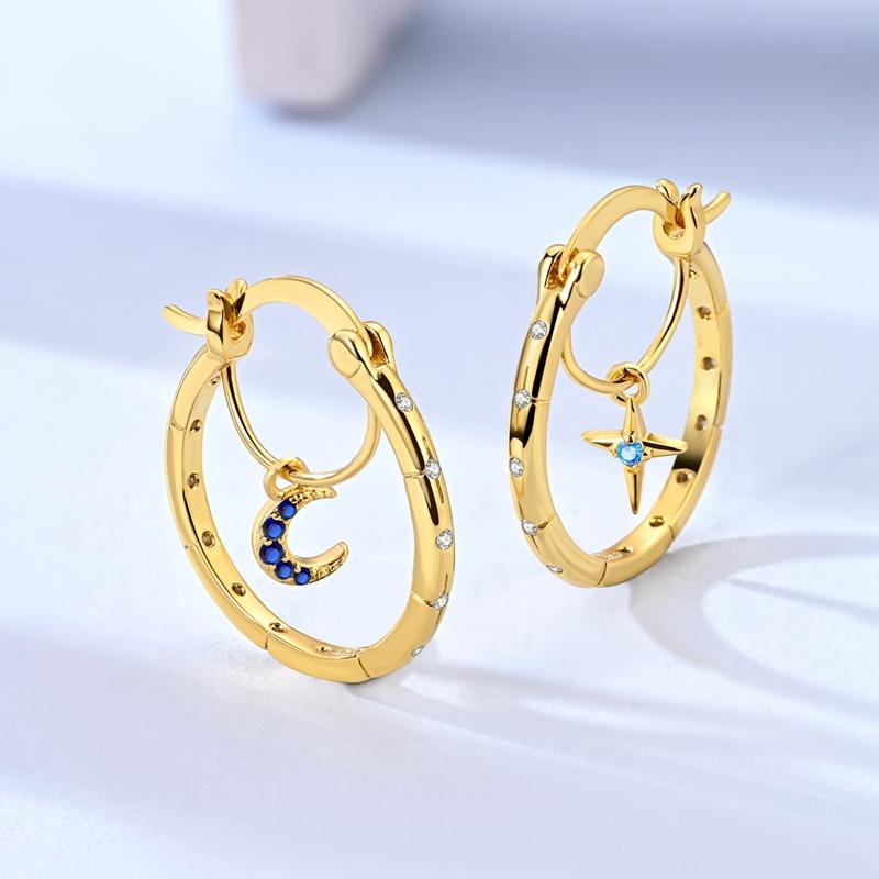 New 925 Silver Earrings Golden Beans Leaf Feather Luminous Elf Hoop Earring For Women Making Jewelry Gift