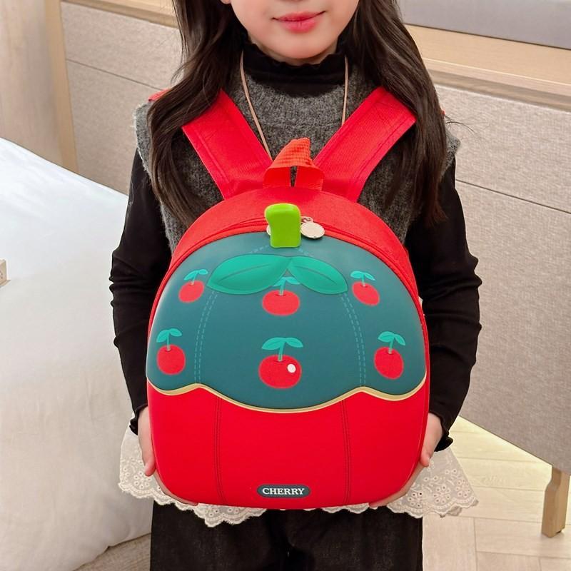 Cherry Fruit Letter Pattern Kids Kindergarten Backpack For School Travel  Use