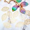 100Pcs Leaf Bezel Hollow Bronze Gold Silver Charms Pendant UV Resin Crafts Blank