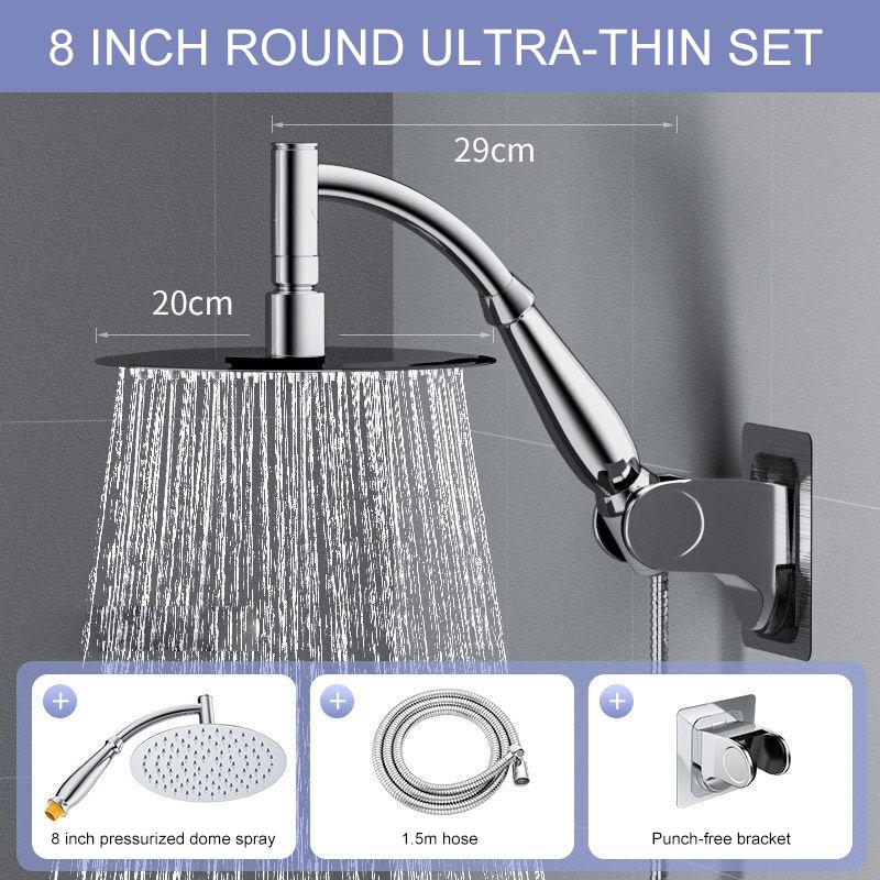 Bathroom 8 inch shower head orbicular ABS Chrome shower head water saving bathroom rain spa square handheld 8 ” ELA087-8