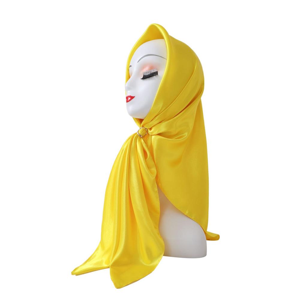 Fashionable New Versatile Headscarf Large Square Scarf Solid Color Scarf Women'S Simulated Silk Satin Scarf