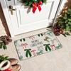 Christmas Carpet Mat Rug Beige Red Green Bow Pattern with Merry Christmas Text Home Decoration Floor Mat Welcome Mat Door Mat