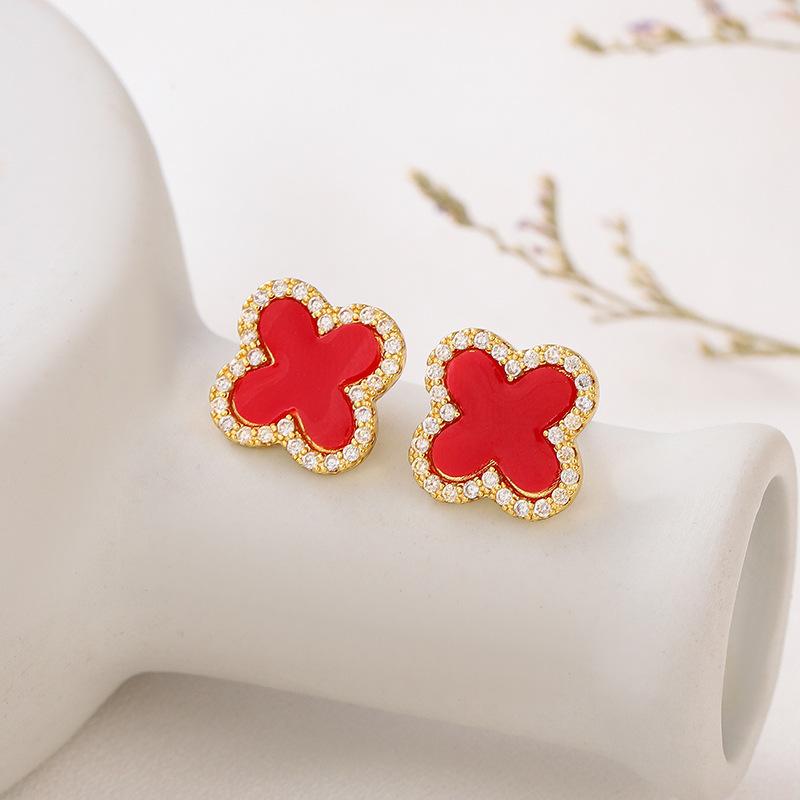 Luxury High-Level Sense Of Four-Leaf Clover Earrings Fashion Glamorous Earrings Net Red Hot Models Earrings Women's Earrings