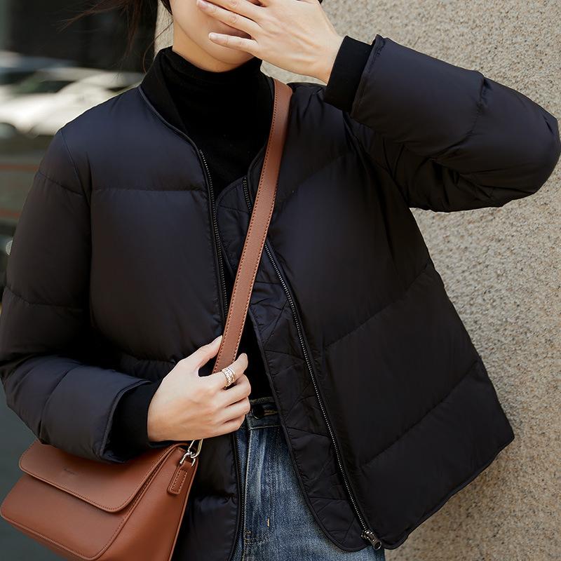 Classic return white goose down baseball jacket, short goose down jacket, threaded down jacket women's jacket winter