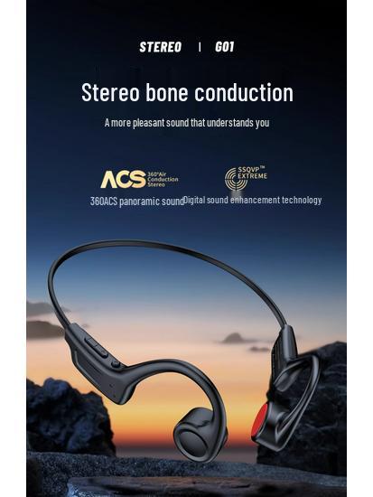 G01 Bone Conduction Wireless Headphones: Sweatproof, Open-Ear Design with Ultra-Long Battery for Running & Calls.