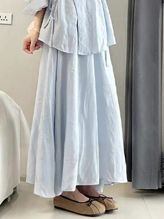 Early Autumn Women's Zen-Inspired Chinese Style Shirt & Skirt Set