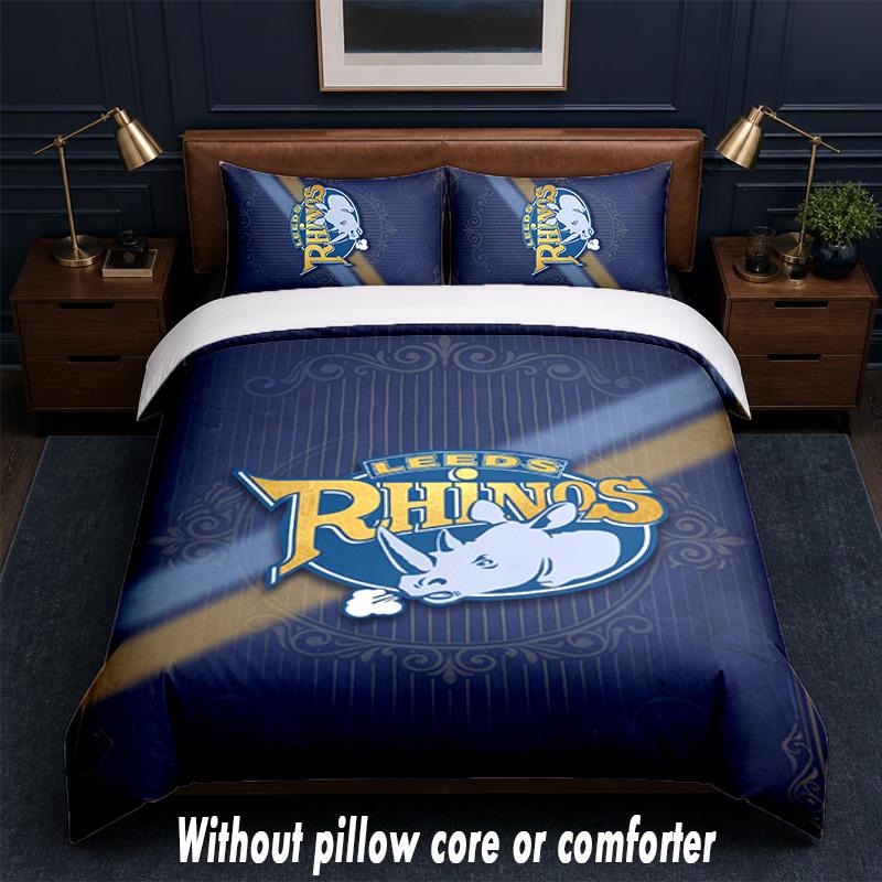 Leeds Rhinos Design Set Biancheria da Letto 1 Copripiumino + 2 Federe Morbido Traspirante Biancheria da Letto per la Casa