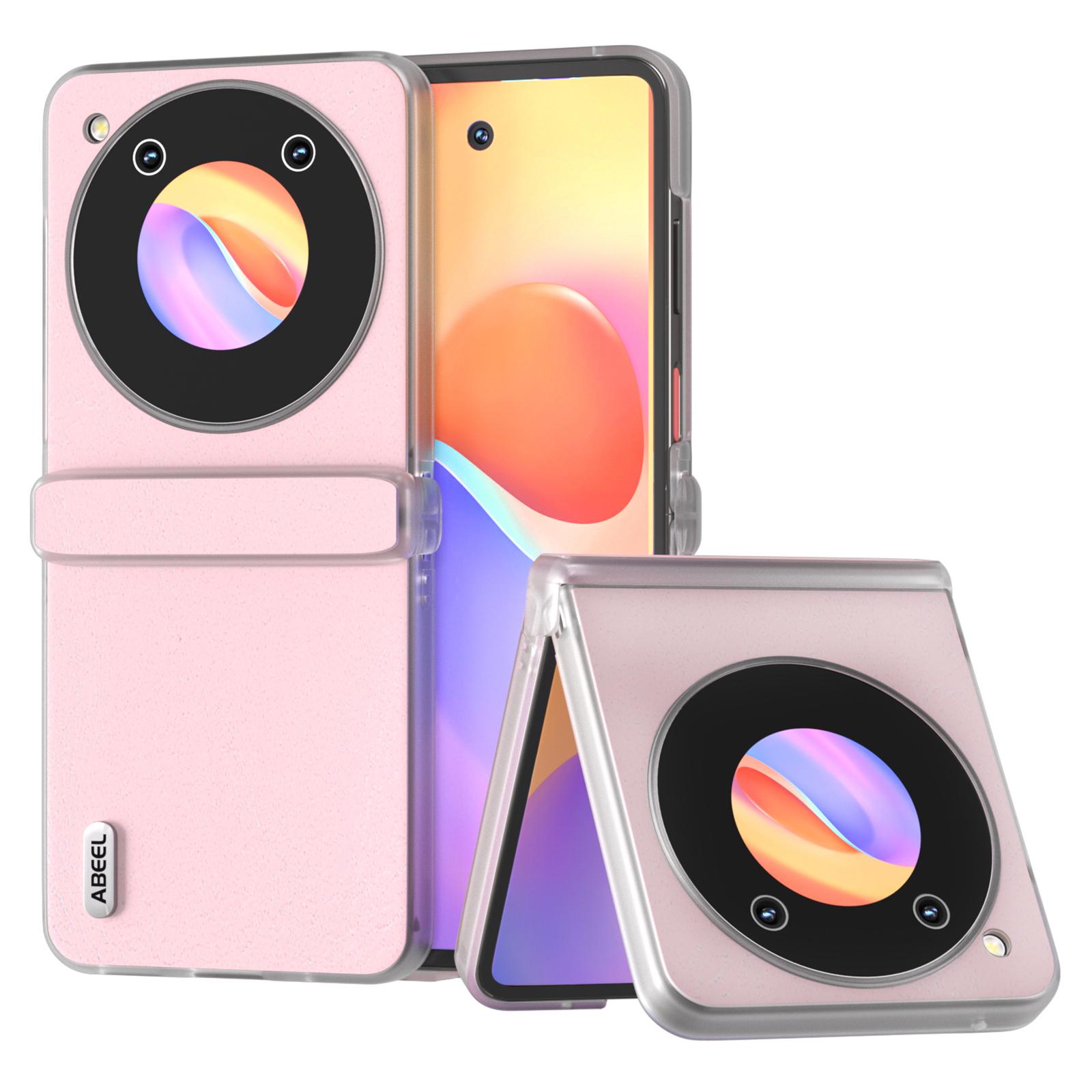 

ABEEL Чехол для ZTE nubia Flip 5G Матовый край Текстура коровьей кожи Кожа+ПК Чехол для телефона Pink