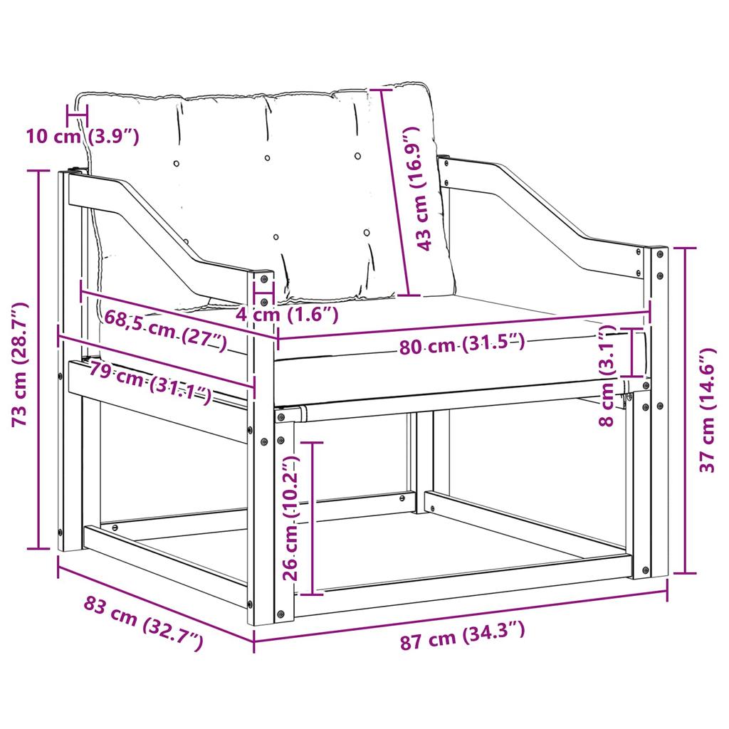 Outdoor Sofa Set Solid Acacia Wood and Textilene Natural