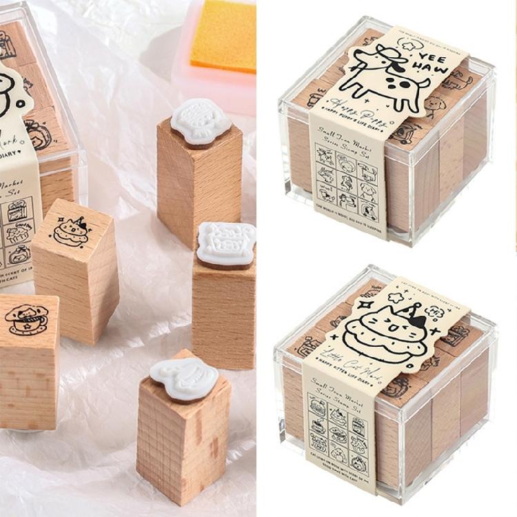 Wood Rubber Stamp Lovely Cats Stamp Animal Stamp Decorative Stamp Cartoon Dogs Stamp