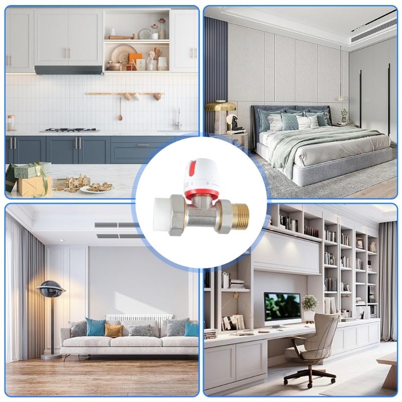 Manual Thermostat Set Brass Corner Radiator Valves Heating Valves Frost Protections Energy Saving Thermostat Valves