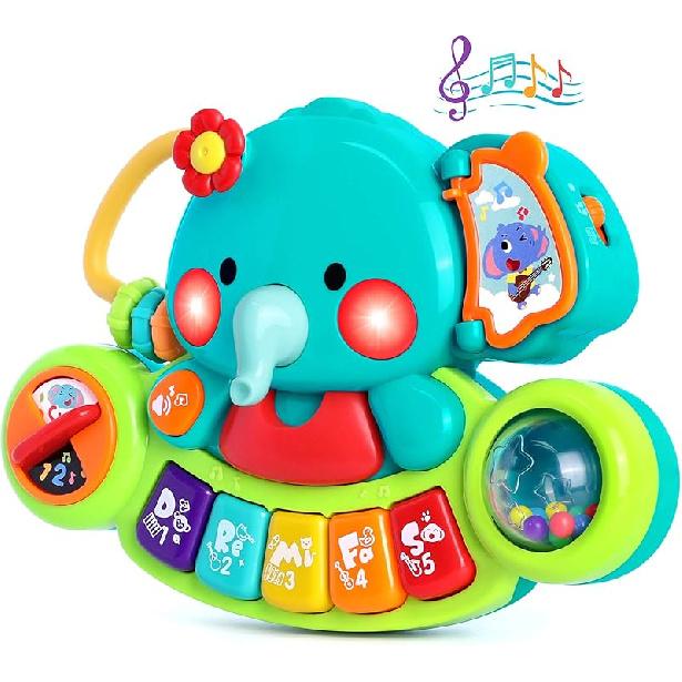 Baby Piano Toy 6 to 12 Months Light Up Music Baby Toys for 0 6 9 12 18 Months Early Learning Educational Piano Keyboard Infant Babies Girl Toy 1 Year Elephant piano toy
