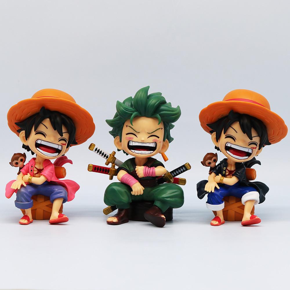 One Piece Sitting Q Version Series Luffy Zoro Sanji Gk Figure Model Car Decoration