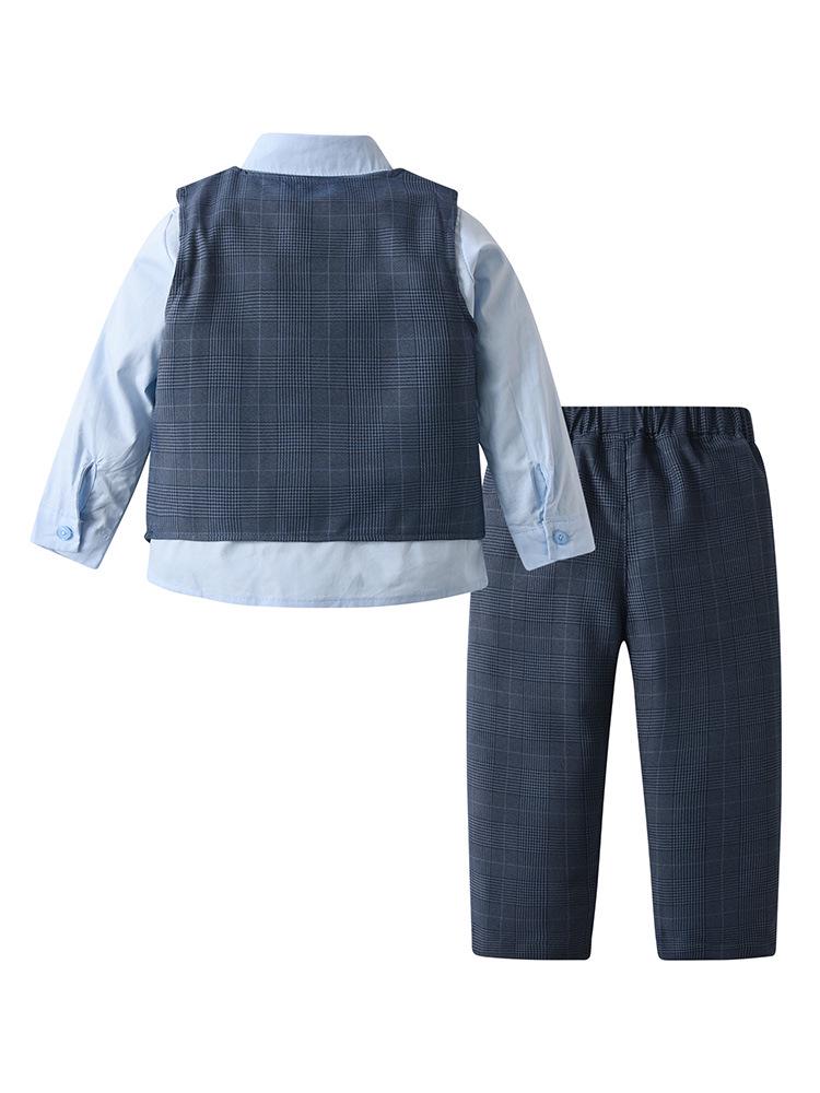 Completo Festa di Compleanno per Bambino Maschio Primavera/Autunno 2025: Set Camicia a Maniche Lunghe, Gilet e Pantaloni